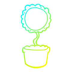 cold gradient line drawing cute cartoon flower