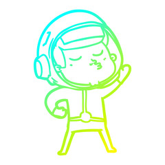 cold gradient line drawing cartoon confident astronaut