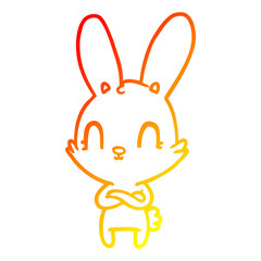 warm gradient line drawing cute cartoon rabbit
