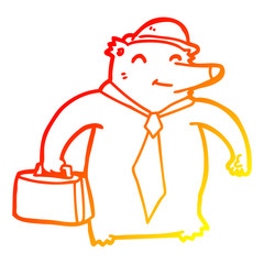 warm gradient line drawing cartoon business bear