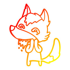 warm gradient line drawing cartoon hungry wolf