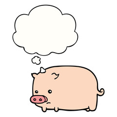 cute cartoon pig and thought bubble
