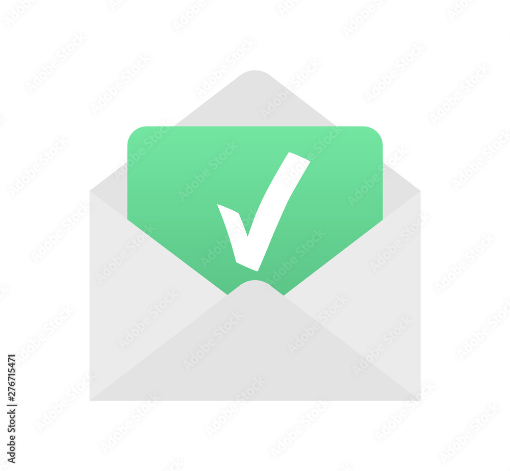 Aufkleber envelope with check mark icon. envelope with document. confirmation, successful verification.