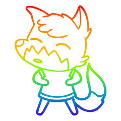 rainbow gradient line drawing cartoon fox