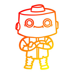 Naklejka premium warm gradient line drawing cartoon robot