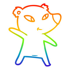 rainbow gradient line drawing cute cartoon bear