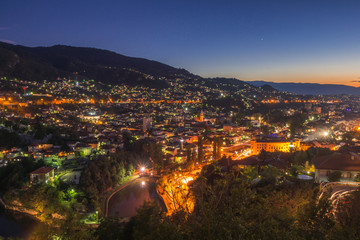 Night panorama of the city of Sarajevo, Bosnia and Herzegovina