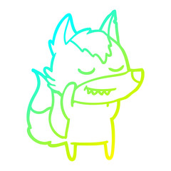 cold gradient line drawing friendly cartoon wolf