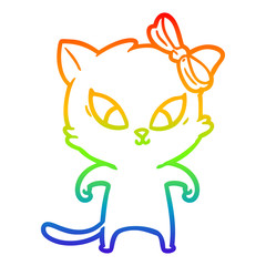 Obraz premium rainbow gradient line drawing cartoon cat