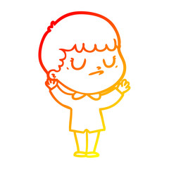 warm gradient line drawing cartoon grumpy boy