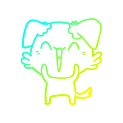 cold gradient line drawing happy little dog cartoon