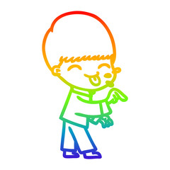 rainbow gradient line drawing cartoon boy