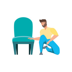 Blue chair and avatar man design