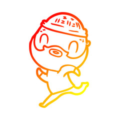 warm gradient line drawing cartoon bearded man