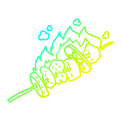 cold gradient line drawing cartoon kebab sticks
