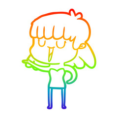 rainbow gradient line drawing cartoon woman