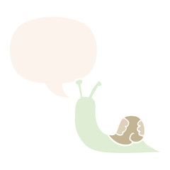 cartoon snail and speech bubble in retro style