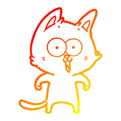 warm gradient line drawing funny cartoon cat