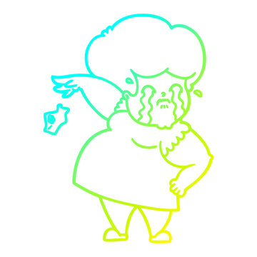 recommend clip art: cold gradient line drawing cartoon crying woman dropping handkerchief