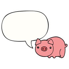 cartoon pig and speech bubble