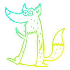cold gradient line drawing cartoon wolf