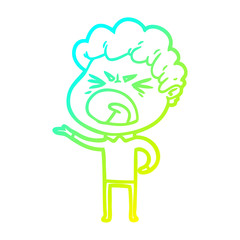 cold gradient line drawing cartoon furious man