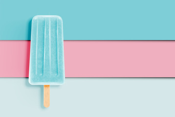 Colorful realistic icecream on pastel paper background, vector illustration