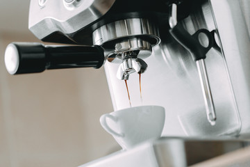 Process of making classic espresso in machine