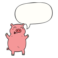 cartoon pig and speech bubble