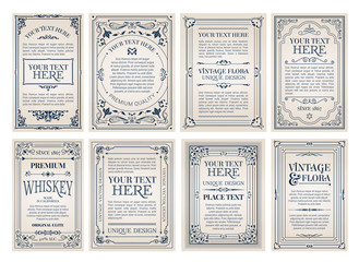 Fototapeta Vintage creative cards template with beautiful flourishes ornament elements. Elegant design for corporate identity, invitation, book covers. obraz
