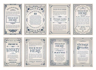 Fotobehang Vintage creative cards template with beautiful flourishes ornament elements. Elegant design for corporate identity, invitation, book covers. © FourLeafLover