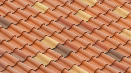 The roof is covered with red tiles. Background.