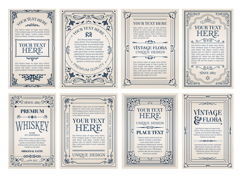 Vintage creative cards template with beautiful flourishes ornament elements. Elegant design for corporate identity, invitation, book covers.