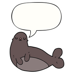 cartoon seal and speech bubble