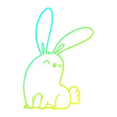 cold gradient line drawing cute cartoon rabbit