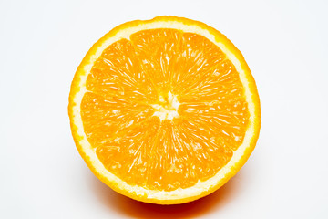 Fresh Ripe and Cut Navel Orange on the iSolated White Background.