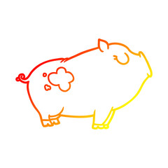 warm gradient line drawing cartoon pig