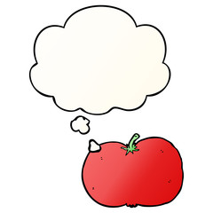cartoon tomato and thought bubble in smooth gradient style
