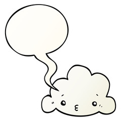 cartoon cloud and speech bubble in smooth gradient style