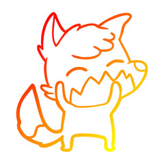 warm gradient line drawing cartoon fox