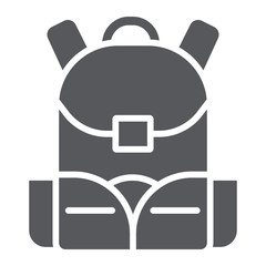Obraz premium Schoolbag glyph icon, rucksack and bag, backpack sign, vector graphics, a solid pattern on a white background.