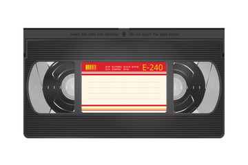 Realistic Video Recorder Tape. Video Cassette Isolated on a White Background