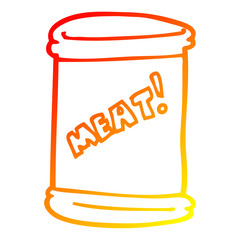 warm gradient line drawing cartoon can of meat