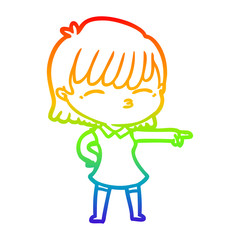 rainbow gradient line drawing cartoon woman