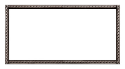 Obraz premium Panoramiczna srebrna ramka na obrazy, lustra lub zdjęcie na białym tle