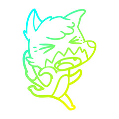 cold gradient line drawing angry cartoon fox running