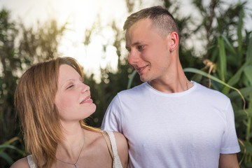 Fototapeta premium Lovely happy couple. romantic beautiful woman and handsome man