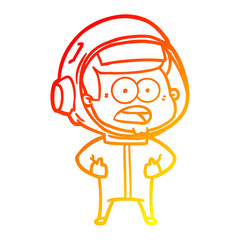 warm gradient line drawing cartoon surprised astronaut