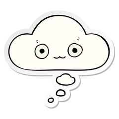 cute cartoon face and thought bubble as a printed sticker