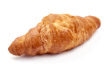 Freshly baked croissants, close-up, isolated on white background